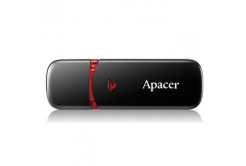 Apacer USB flash disk, USB 2.0, 64GB, AH333, černý, AP64GAH333B-1, USB A, s krytkou